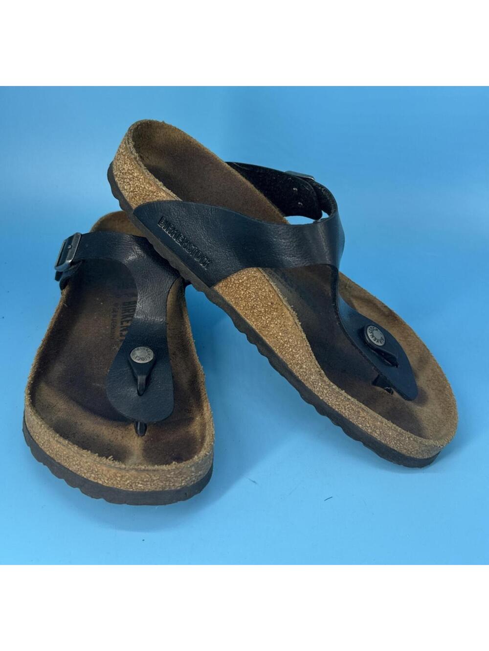 Birkenstock Womens Gizeh Black Birko-Flor Thong Sandals Size 39 US 8 Reg.